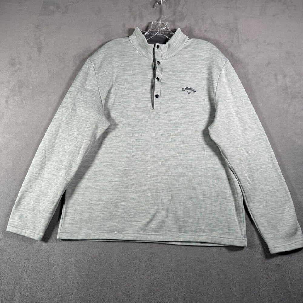 Callaway Sweater Mens L Gray 1/4 Snap Pullover Fleece Lined Tech Shirt Golf